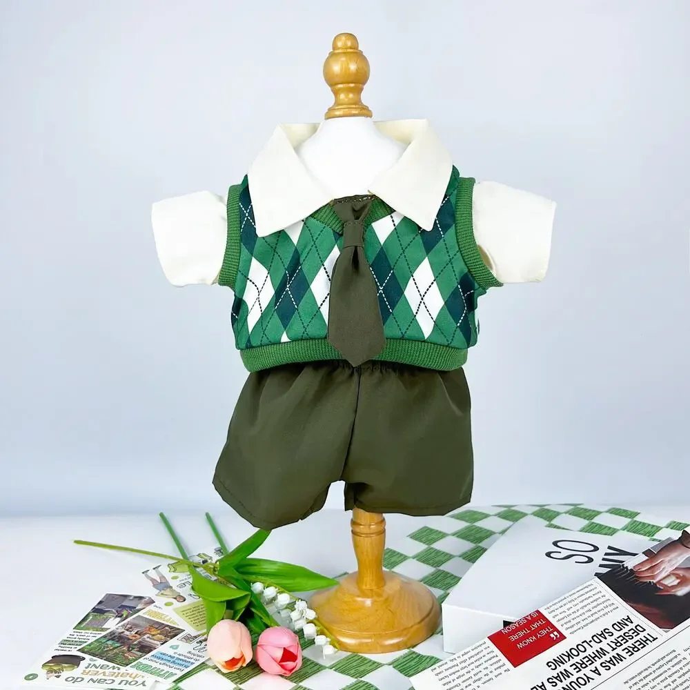 Large Bartholomew Bear clothes outfits - Green Argyle Vest 3-Piece Set